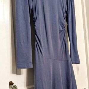 Anthropologie Daily Practice Ruched Dress Blue Long SleeveDress